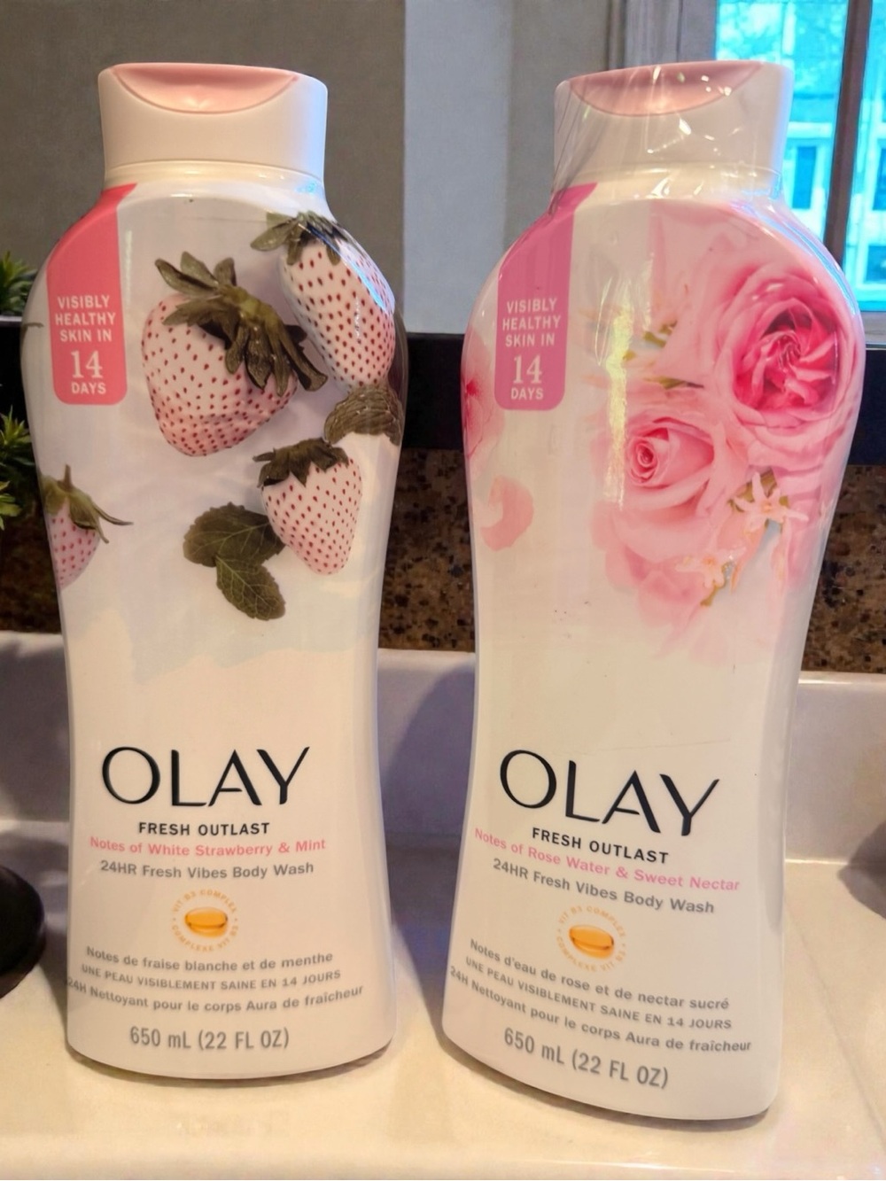 Olay Fresh Outlast Body Wash White Strawberry & Mint,  Rose Water & Sweet Nectar